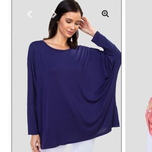CLEARANCE Effortless Style Dolman Oversized Tunic Top Navy Blue Size Medium